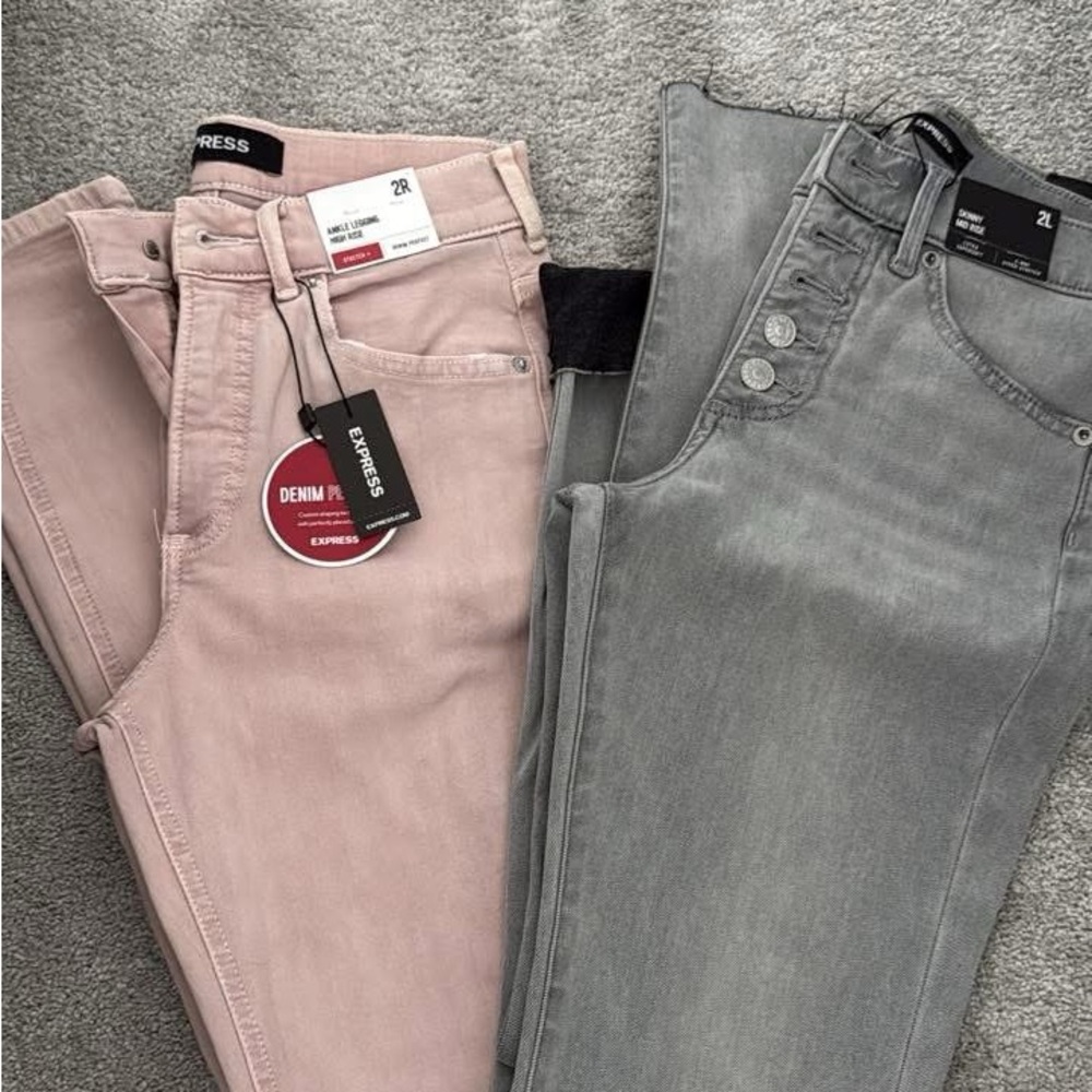 Express Women's High Rise Jeans in Pink and Gray